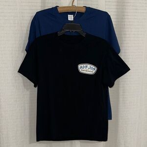 RON JON Custom Surfboards Black Navy Two Cotton Crew Unisex Tees